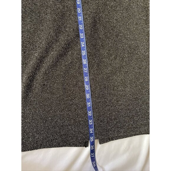 Black & White Herringbone Midi Skirt With Elastic Waistband & Back Slit Size 14 - Picture 9 of 12